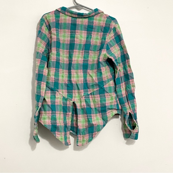 ERGE Girls Button Down Shirt Multi Color Plaid Long Sleeve Size 5 - Picture 2 of 4